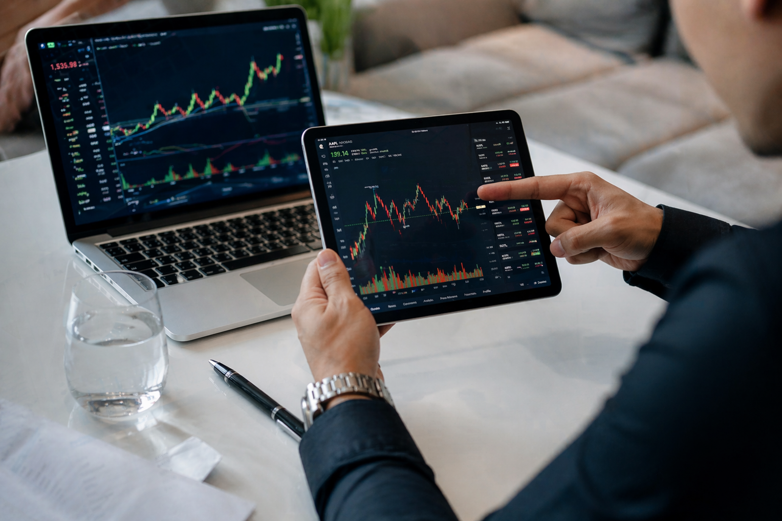 stock market screens — financial news