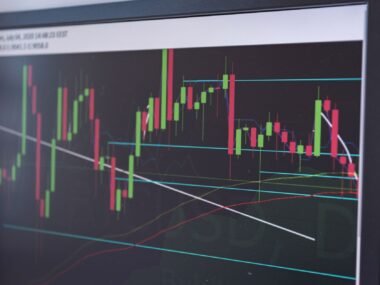 stock exchange trading floor screens — financial news